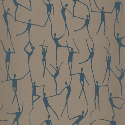 Casadeco Modern keki zöld vlies tapéta táncosokkal Alberto Vert Kaki 53 cm X 10 m