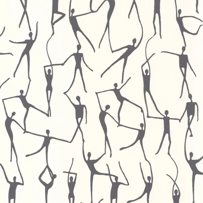 Casadeco Modern fehér-fekete vlies tapéta táncosokkal Alberto Noir Gravure 53 cm X 10 m