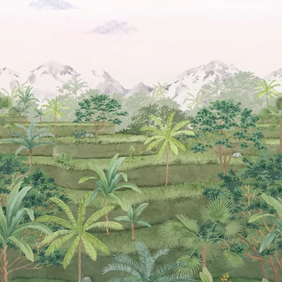 Casadeco Rizsföldes zöldes vlies poszter tapéta Riziere Vert Canopee 50 cm X 3 m 