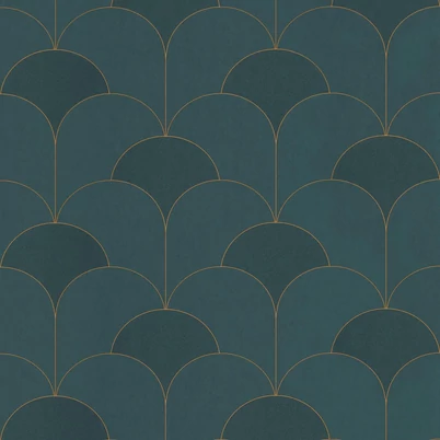 Casadeco Elegáns Art deco kékes zöld vlies tapéta Theatre Vert Canopee 53 cm X 10 m