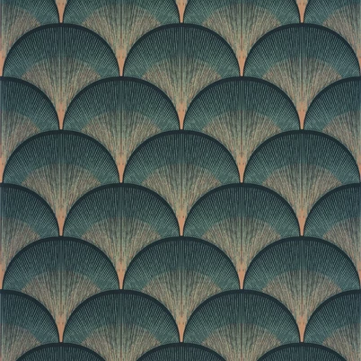 Casadeco Elegáns art deco zöld-arany vlies tapéta Broadway Vert Canopee 53 cm X 10 m