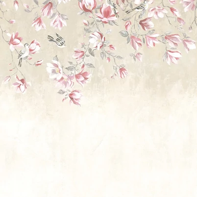 Casadeco Magnóliás romantikus vlies poszter tapéta Hana Beige Patine 50 cm X 3 m