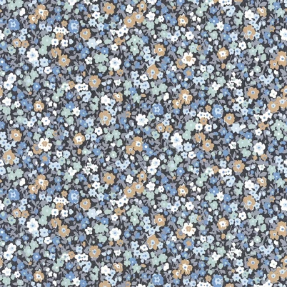 Casadeco Apró virág mintás romantikus kék vlies tapéta Pansy Encre/Bleu 53 cm X 10 m