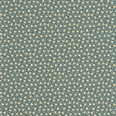 Casadeco Romantikus apró virágos zöld vlies tapéta Darwin Tulip Vert Anglais 53 cm X 10 m