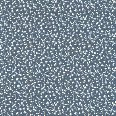 Casadeco Romantikus gyöngyvirágos kék vlies tapéta Lily Of The Valley Bleu Nuit 53 cm X 10 m