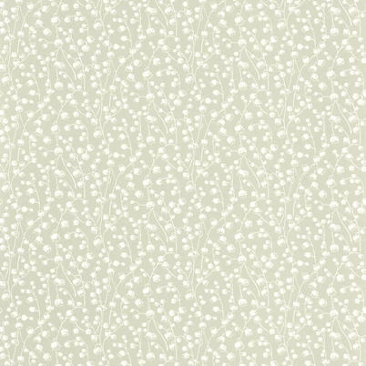 Casadeco Romantikus gyöngyvirágos zöld vlies tapéta Lily Of The Valley Vert Sauge 53 cm X 10 m