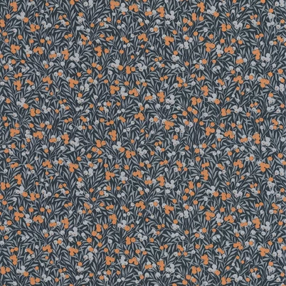 Casadeco Színes bogyós romantikus kék vlies tapéta Cherry Bleu Nuit/Orange 53 cm X 10 m