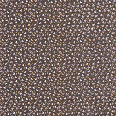 Casadeco Romantikus apró virágos fekete vlies tapéta Darwin Tulip Noir/Bordeaux 53 cm X 10 m