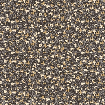 Casadeco Színes bogyós romantikus fekete-bézs vlies tapéta Cherry Noir/Beige 53 cm X 10 m