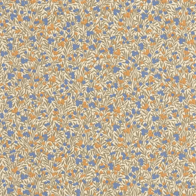 Casadeco Színes bogyós romantikus kék-barna vlies tapéta Cherry Naturel/Bleu 53 cm X 10 m