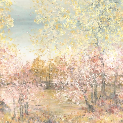 Casadeco Színes festmény hatású fa mintás vlies poszter tapéta Artistic Garden Rose Blush 50 cm X 3 m