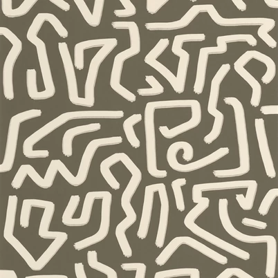 Casadeco Absztrakt mintás keki zöld vlies tapéta Symbol Kaki 53 cm X 10 m