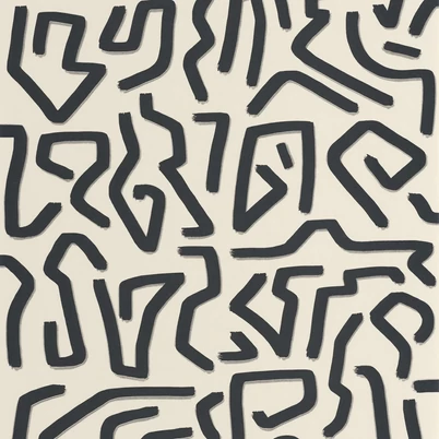 Casadeco Absztrakt mintás bézs-fekete vlies tapéta Symbol Lin/Noir 53 cm X 10 m
