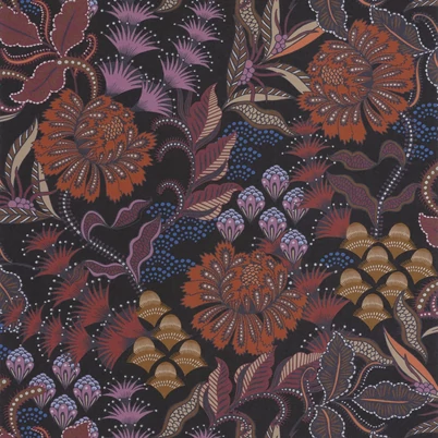 Casadeco Exkluzív angol virág mintás vörös vlies tapéta Bloomsbury Rouille 53 cm X 10 m