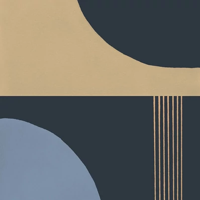 Casadeco Modern absztrakt mintás sötétkék-narancssárga vlies tapéta Pop Art Encre/Orange 53 cm X 10 m