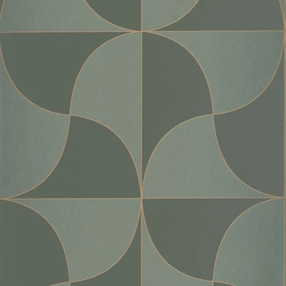 Casadeco Absztrakt mintás elegáns zöld vlies tapéta szatén fénnyel Virevolte Vert Taiga 53 cm X 10 m