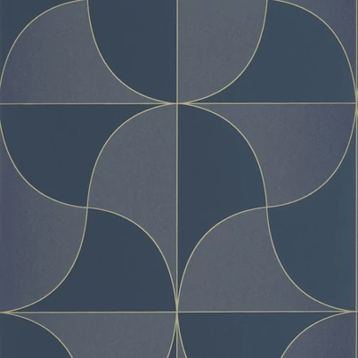 Casadeco Absztrakt mintás elegáns kék vlies tapéta szatén fénnyel Virevolte Bleu Marine 53 cm X 10 m