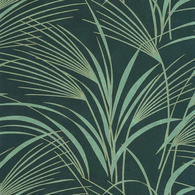 Casadeco Nádszál mintás zöldes kék vinyl tapéta Samarra Bleu Paon 53 cm X 10 m