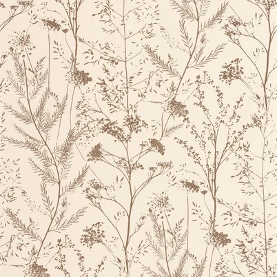 Casadeco Mezei virág mintás barna-bézs vinyl tapéta Prairie Terre De Sienne 53 cm X 10 m