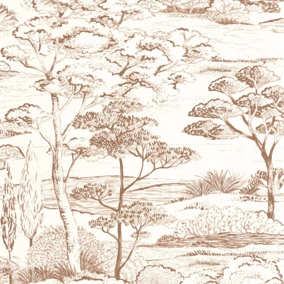 Casadeco Fa mintás fehér-terrakotta vinyl tapéta Littoral Terracotta 53 cm X 10 m