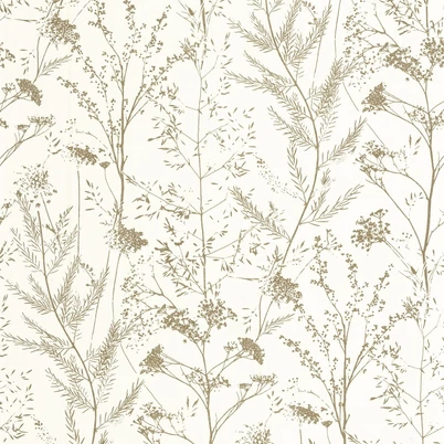 Casadeco Mezei virág mintás fehér-zöld vinyl tapéta Prairie Olive 53 cm X 10 m