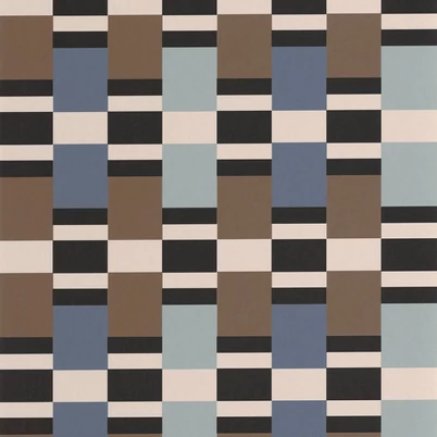 Casadeco Modern gesztenyebarna-kék vlies tapéta geometrikus mintával Chess Game Marron/Bleu 53 cm X 10 m