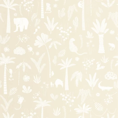 Casadeco Állatos dzsungel mintás bézs vlies tapéta Poetic Jungle Lin 53 cm X 10 m