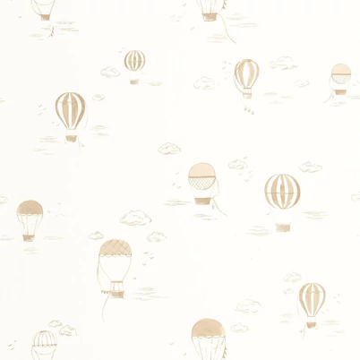 Casadeco Hőlégballonos barna-fehér vlies tapéta Balloons In The Clouds Camel 53 cm X 10 m