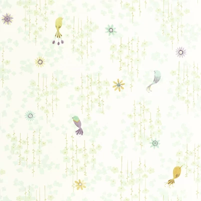 Casadeco Apró madár mintás zöld vlies tapéta Tropical Birds Vert Amande 53 cm X 10 m