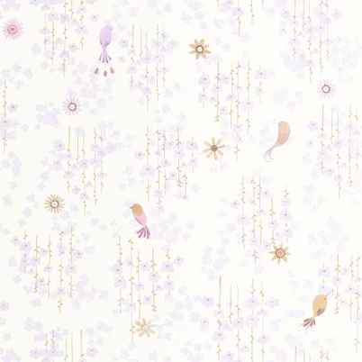 Casadeco Apró madár mintás lila vlies tapéta Tropical Birds Parme 53 cm X 10 m