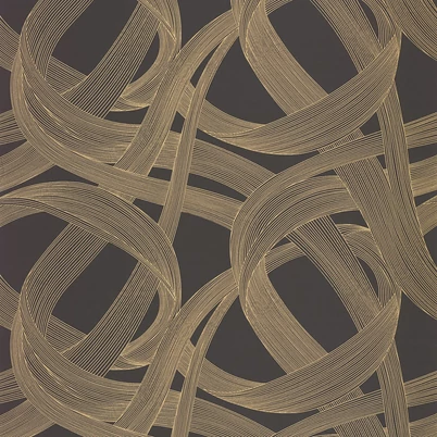 Casadeco Hullám mintás fekete-arany vlies tapéta Shimmy Noir Mordore 53 cm X 10 m