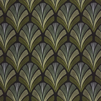 Casadeco Elegáns Art deco oliva színű vlies tapéta Folies St James Vert Olive 53 cm X 10 m