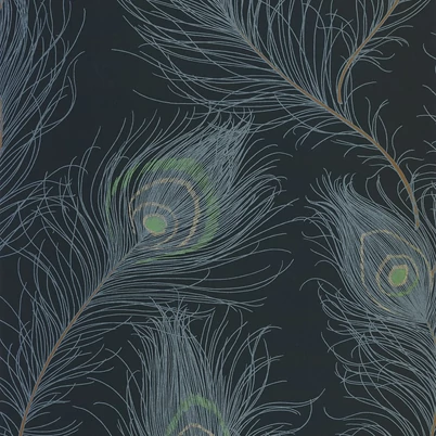 Casadeco Pávatoll mintás sötétkék vlies tapéta Revue Bleu Petrole 53 cm X 10 m