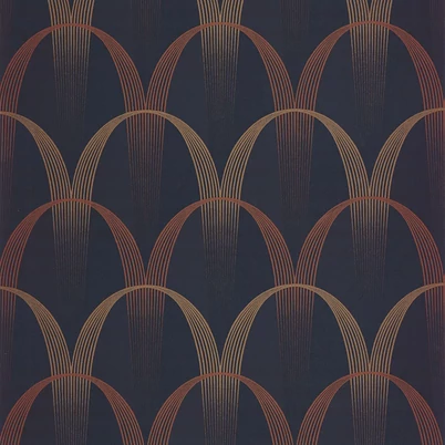 Casadeco Geometrikus sötétkék vlies tapéta Entree Des Artistes Bleu Encre/Terracotta 53 cm X 10 m