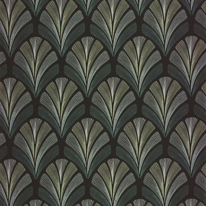 Casadeco Elegáns Art deco kékes zöld vlies tapéta Folies St James Vert Taiga 53 cm X 10 m