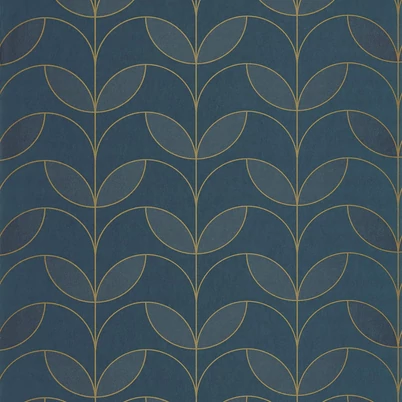 Casadeco Elegáns kék vlies tapéta metál fénnyel Mistinguett Bleu Petrole 53 cm X 10 m