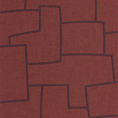Casadeco Absztrakt geometriai mintás bordó vinyl tapéta Inca Amarena 53 cm  X 10 m