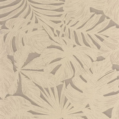 Casadeco Pálmalevél mintás barnás bézs vinyl tapéta Granada Beige Lin 53 cm X 10 m