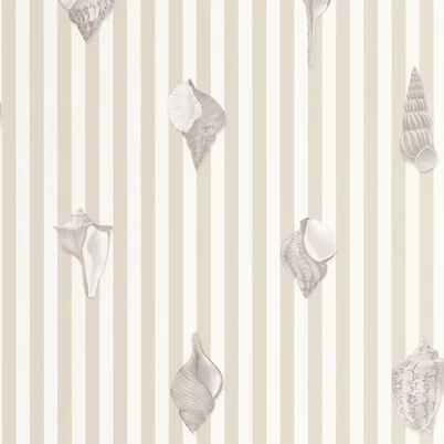Casadeco Kagyló mintás csíkos bézs vinyl tapéta Noirmoutier Beige Lin 53 cm X 10 m