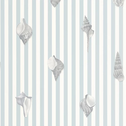 Casadeco Kagyló mintás csíkos kék vinyl tapéta Noirmoutier Bleu Horizon 53 cm X 10 m