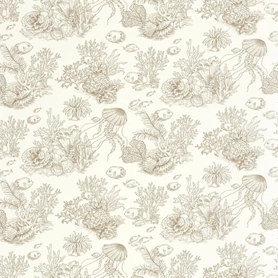 Casadeco Korallzátony mintás aranybarna vinyl tapéta Cote Sauvage Mordore 53 cm X 10 m