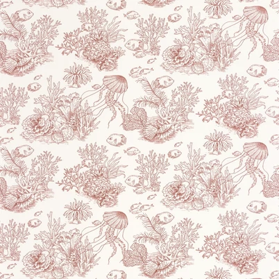 Casadeco Korallzátony mintás piros vinyl tapéta Cote Sauvage Rouge Ecrevisse 53 cm X 10 m