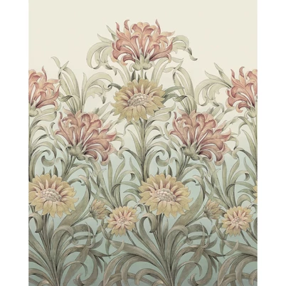 Casadeco virág mintás vlies poszter tapéta The Flower Ballet Vert Feuille 50 cm X 3 m