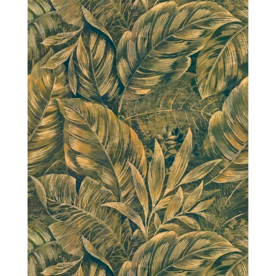 Casadeco Levélmintás 3D hatású zöld vinyl poszter tapéta Karipuna Vert Feuille 50 cm