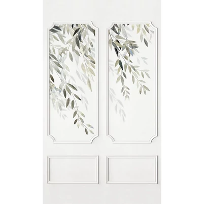 Casadeco Fehér levél mintás vlies poszter tapéta Parfum D'Olivier Vert De Gris 90 cm X 3 m