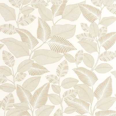 Casadeco bézs levélmintás vlies tapéta Paraty Beige Ficelle 53 cm X 10 m