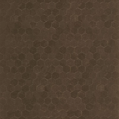 Casadeco hexagon mintás sötétbarna vinyl tapéta finom metál fénnyel Meli Noir Fusain 53 cm X 10 m