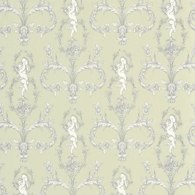 Casadeco angyal mintás zöld vlies tapéta Seraphin Vert Amande 53 cm X 10 m