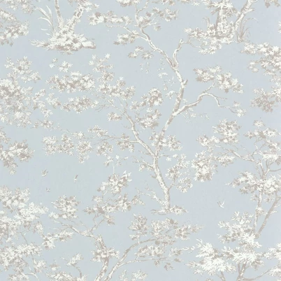 Casadeco halványkék fa mintás vlies tapéta Arbre Taupe/Bleu Doux 53 cm X 10 m
