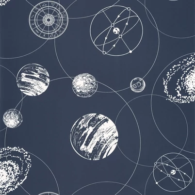 Caselio Bolygós sötétkék vinyl tapéta Just Fly Bleu Nuit 53 cm X 10 m